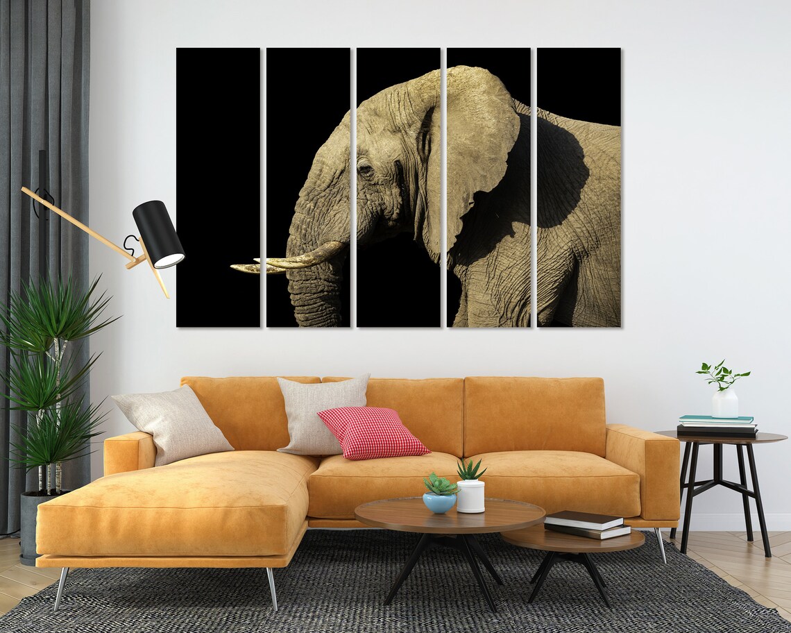 Elephant Portrait Dark Background Dramatic Wildlife Safari Wall Decor Poster - Image 5