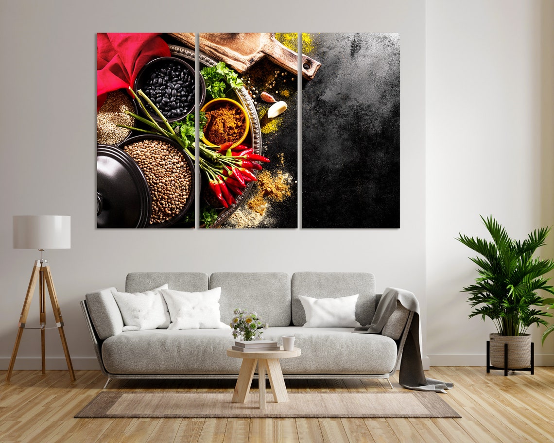 Spicy Cooking Ingredients Chili Peppers Herbs Dark Kitchen Poster - Image 6