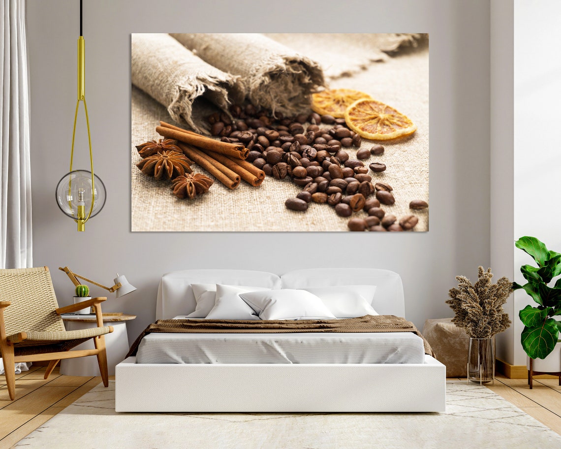 Coffee Popular Design Art Coffee Beans Extra Large Wall Decor Coffee Sackcloth Photo On Coffee Trendy Art Decor Coffee Artwork - Image 5