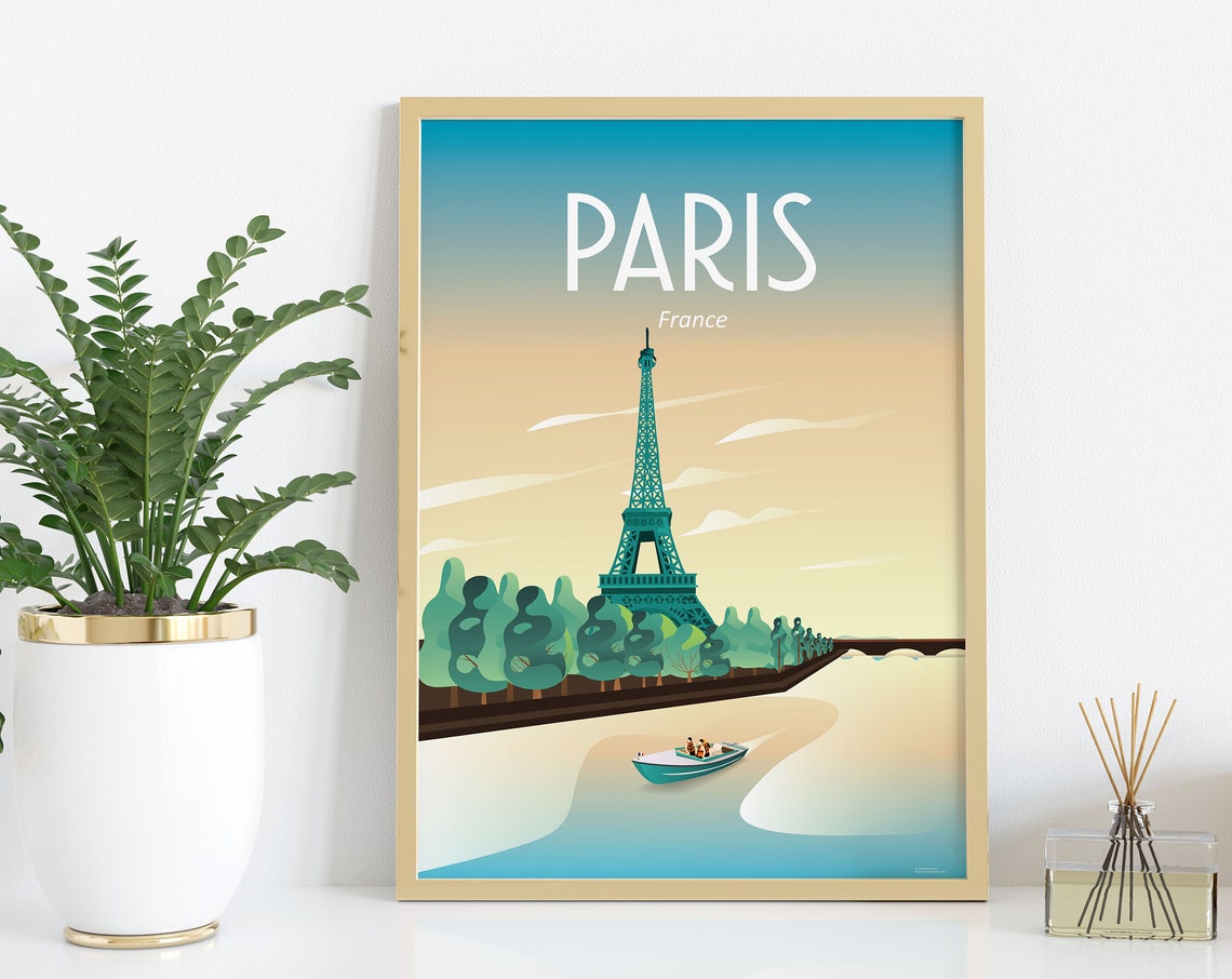 Paris Print France Poster Travel Poster Paris Travel Poster Eiffel Tower Travel Poster 8x10 12x16 12x18 16x20 18x24 24x36 Inches