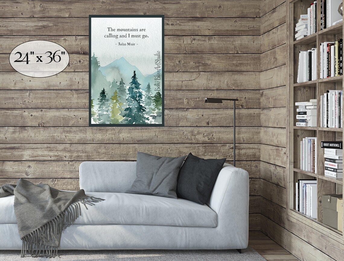 John Muir Quote Art Print, Mountains Are Calling - Image 2