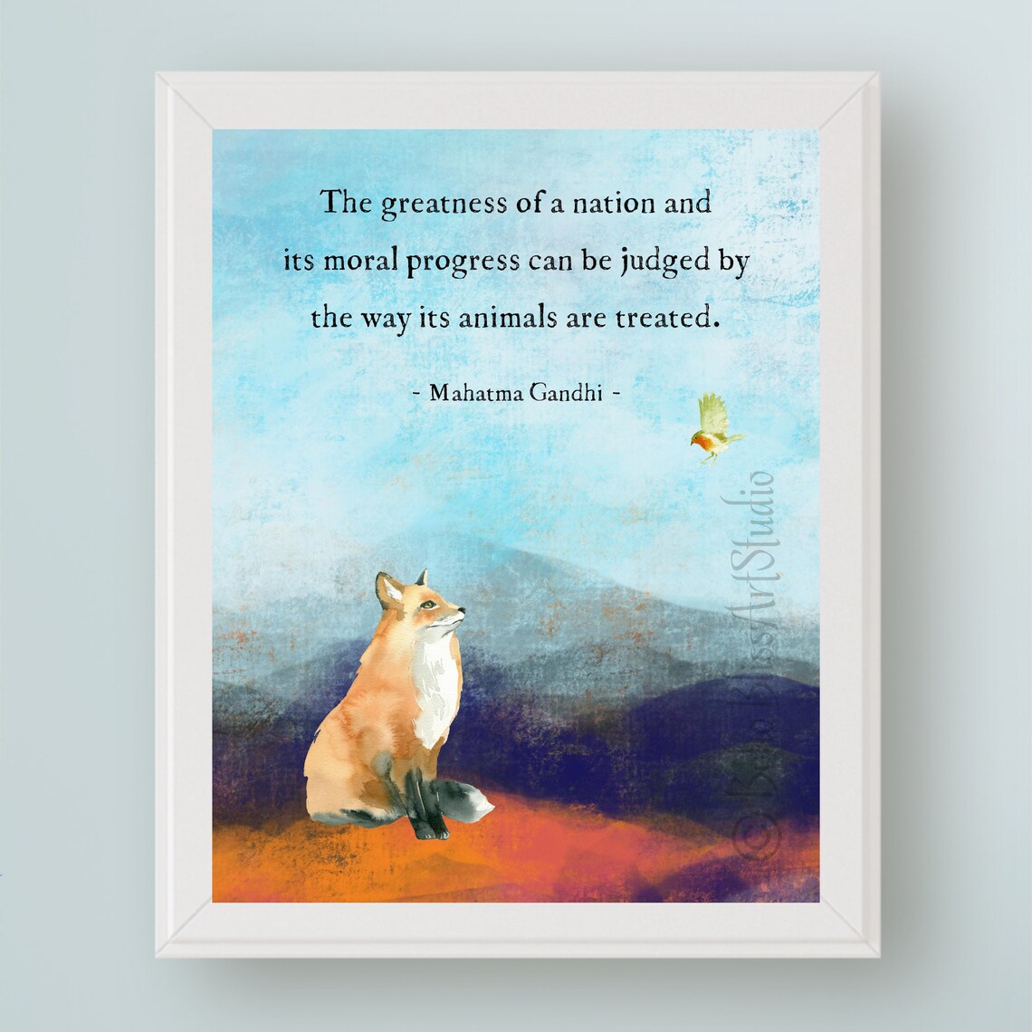 Mahatma Gandhi Quote Art Print, Animal Rights