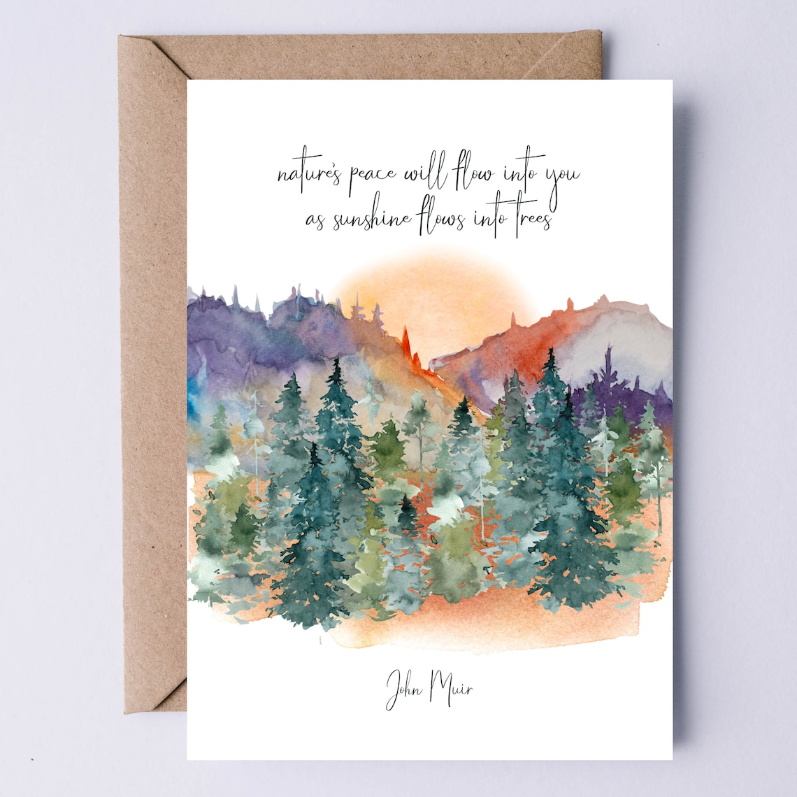 John Muir Quote Card Natures Peace Will Flow Into You As Sunshine Flows Into Trees Tree Hugger Card Instant