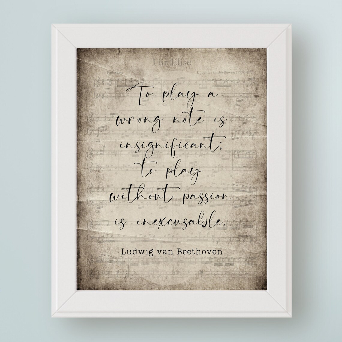 Ludwig Van Beethoven Quote Art Print, Music Wall Art