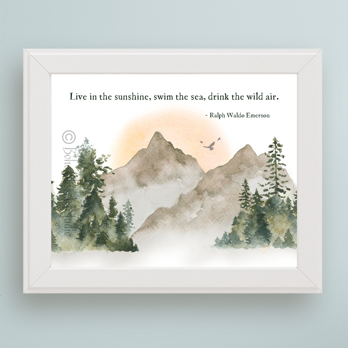 Ralph Waldo Emerson Quote Art Print, Nature Outdoors