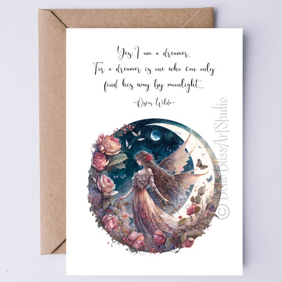 Oscar Wilde Quote Yes I Am A Dreamer Card Inspirational Quote Card Graduation Card Empowering Quote Card Instant