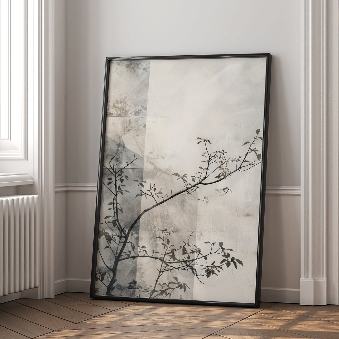 Japandi Neutral Grey Abstract Art Print, Wabi Sabi