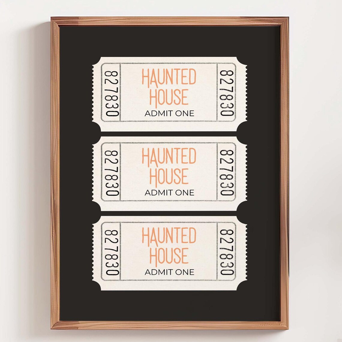 Haunted House Admit One Vintage Ticket Trio Black Halloween Poster