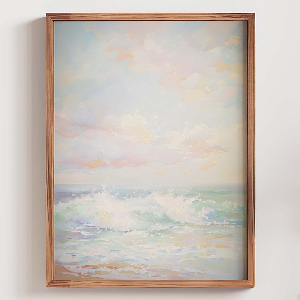 Pastel Ocean Waves Soft Impressionist Beach Seascape Wall Art