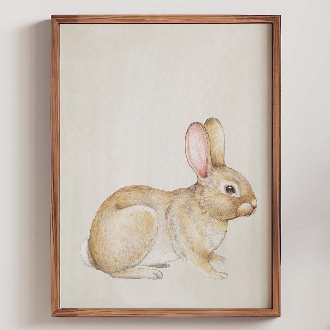 Easter Bunny Rabbit Minimalist Watercolor Neutral Spring Poster