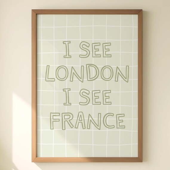 I See London France Print Sage Green Bathroom Poster Trendy Wall Art Cute College Apartment Preppy