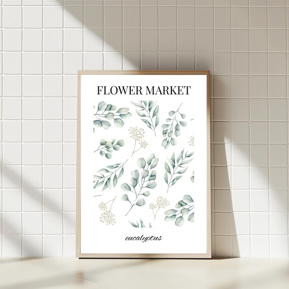 Eucalyptus Flower Market Modern Botanical Art Print
