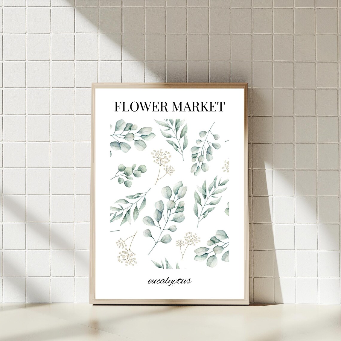 Eucalyptus Flower Market Modern Botanical Art Print