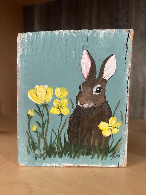 Mini Vt Barn Board Bunny In Buttercups