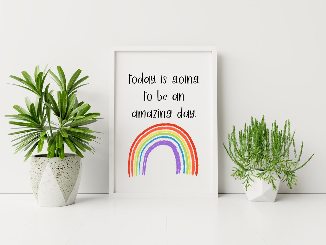 Today Is Going To Be An Amazing Day Rainbow Affirmation Kids Poster - Image 2