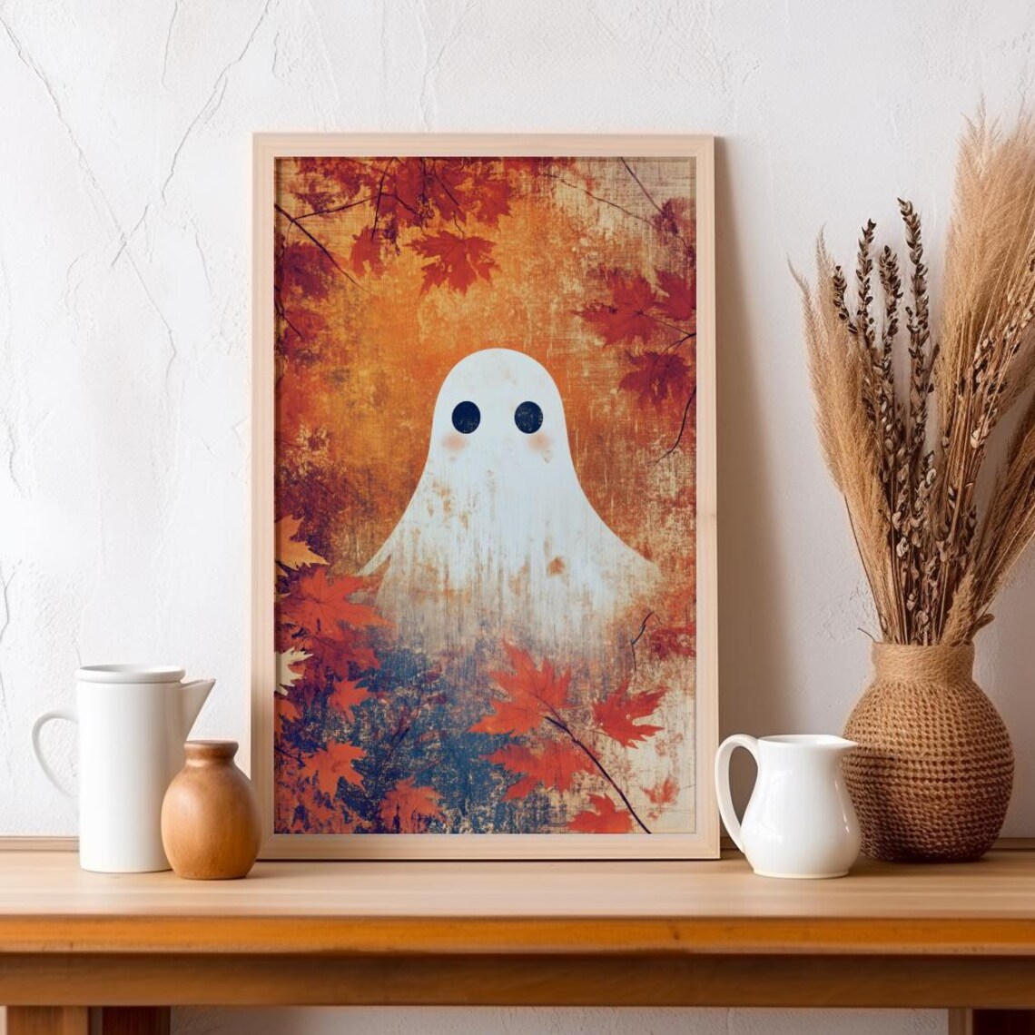 Fall Ghost Art Print, Cute Halloween Decor - Image 6
