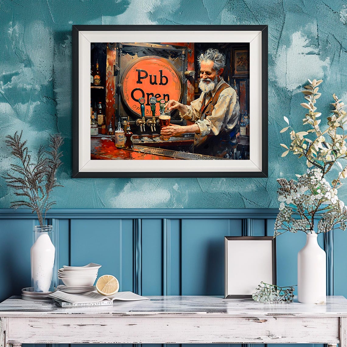 Old Irish Bartender Pouring Beer Pint Vintage Pub Decor Art Poster - Image 5