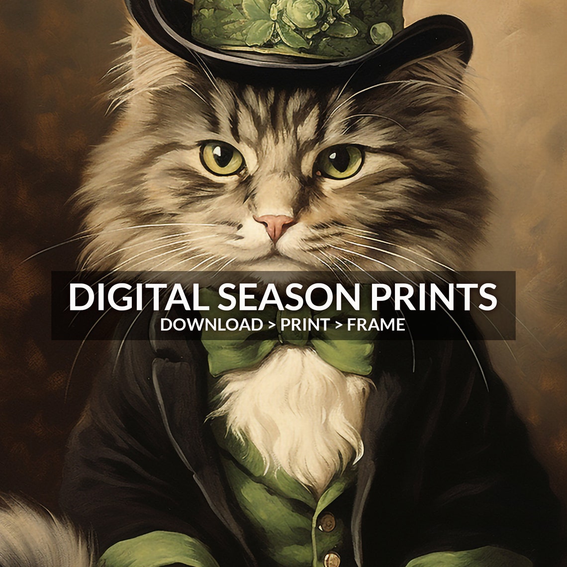 St Patricks Day Gentleman Cat With Top Hat And Shamrock Poster - Image 6
