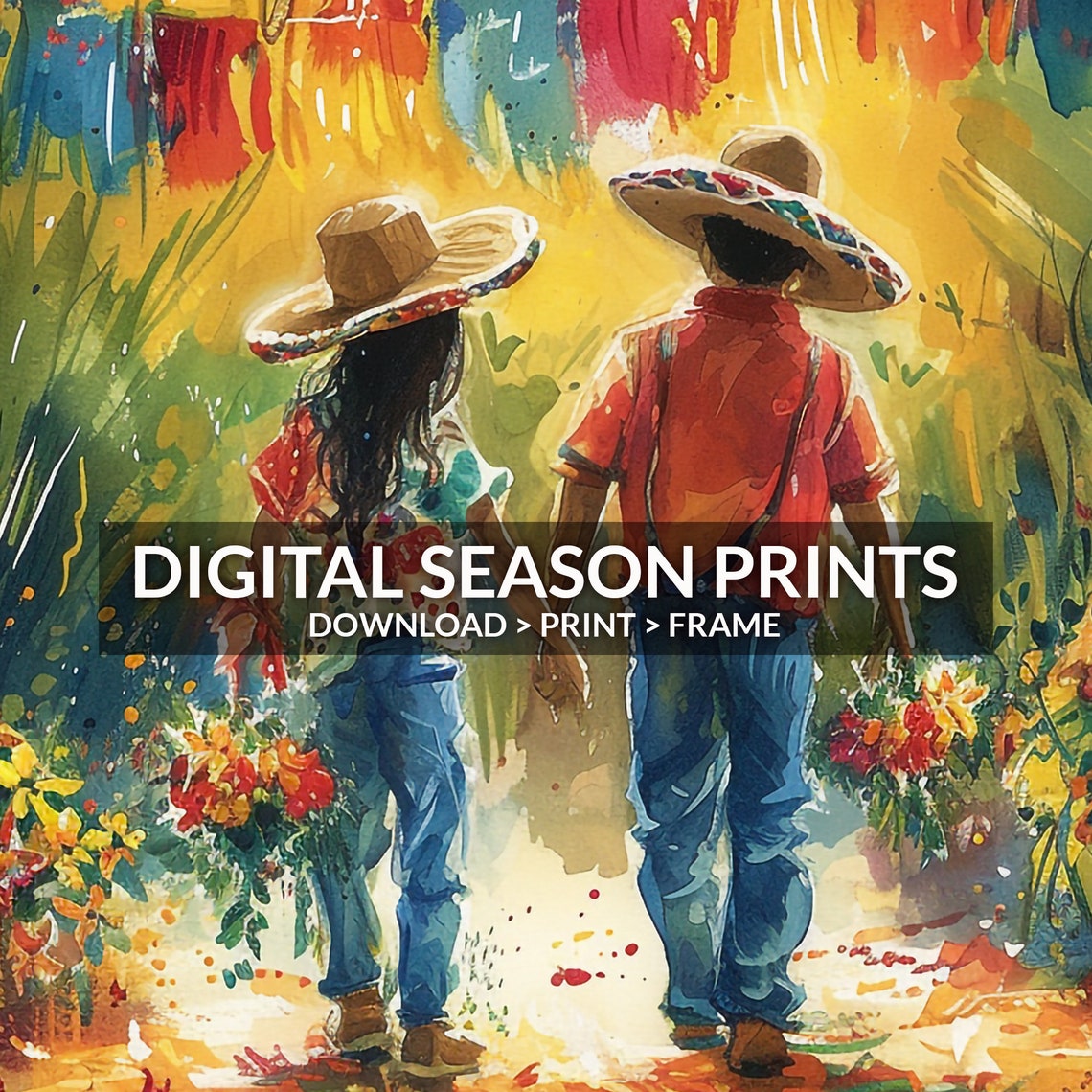 Cinco De Mayo Kids Under Papel Picado Mexican Watercolor Print - Image 6