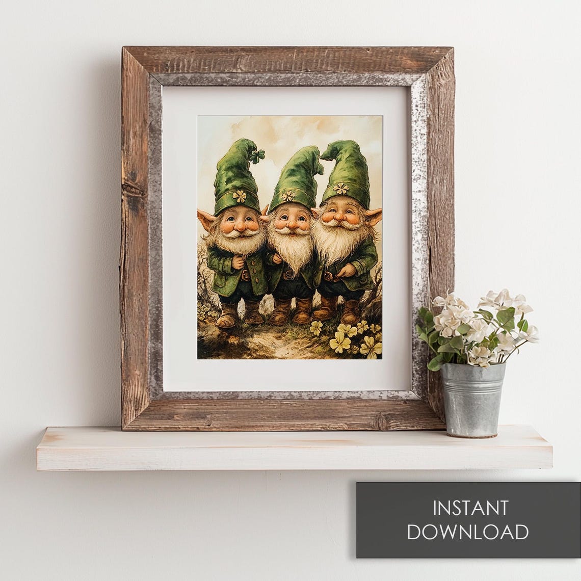 Three Irish Gnomes In Green Hats With Shamrocks St Patricks Poster - Image 6