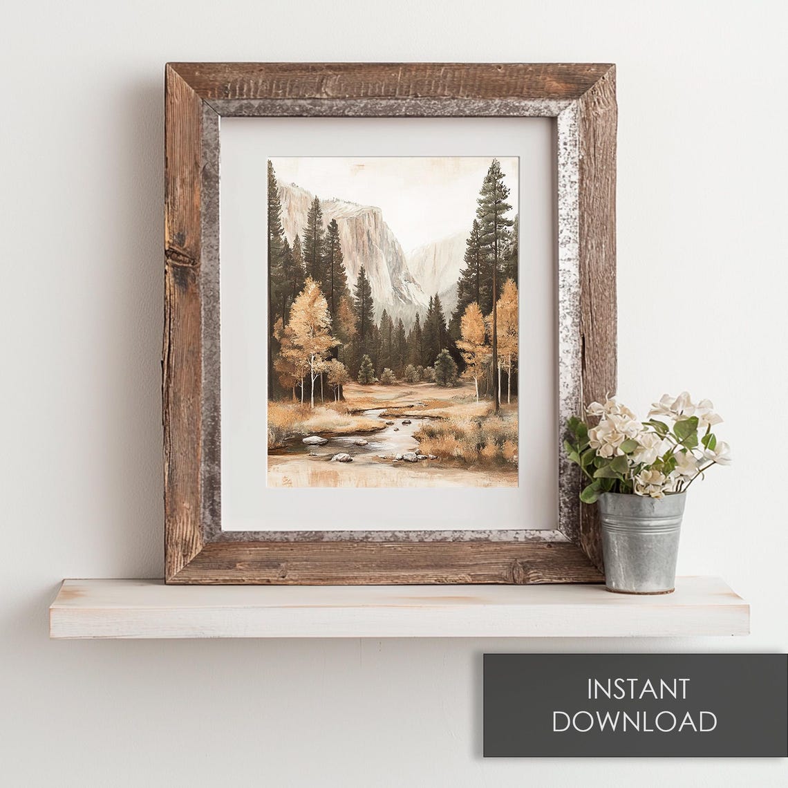 Yosemite Valley Pines Granite Cliff Stream Autumn Landscape Poster - Image 6