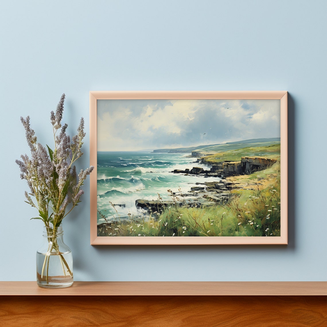 Irish Cliffs of Donegal Seascape Turquoise Waves Meadow Poster - Image 5
