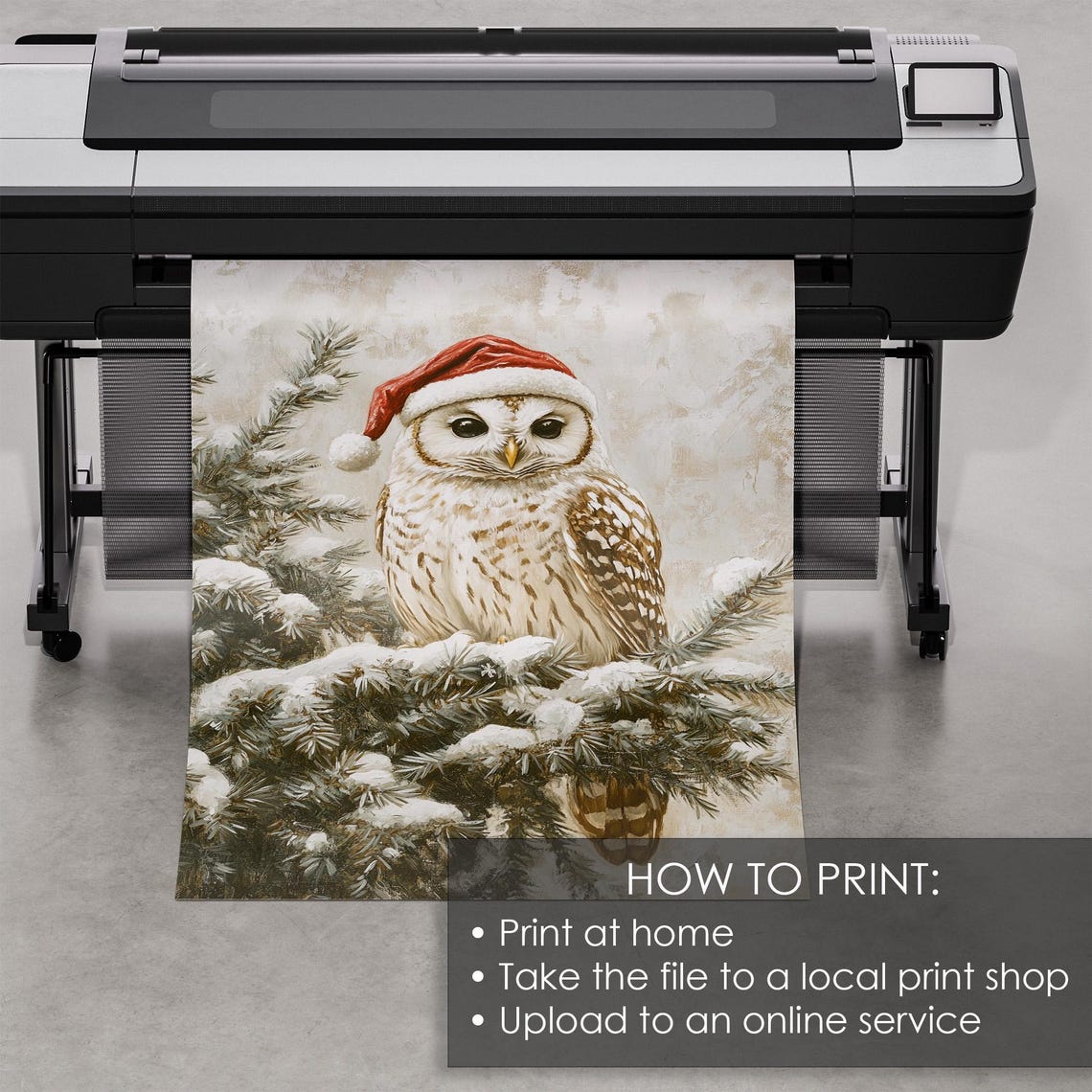 Cute Owl Wearing A Red Santa Hat In A Snowy Pine Tree Poster - Image 5