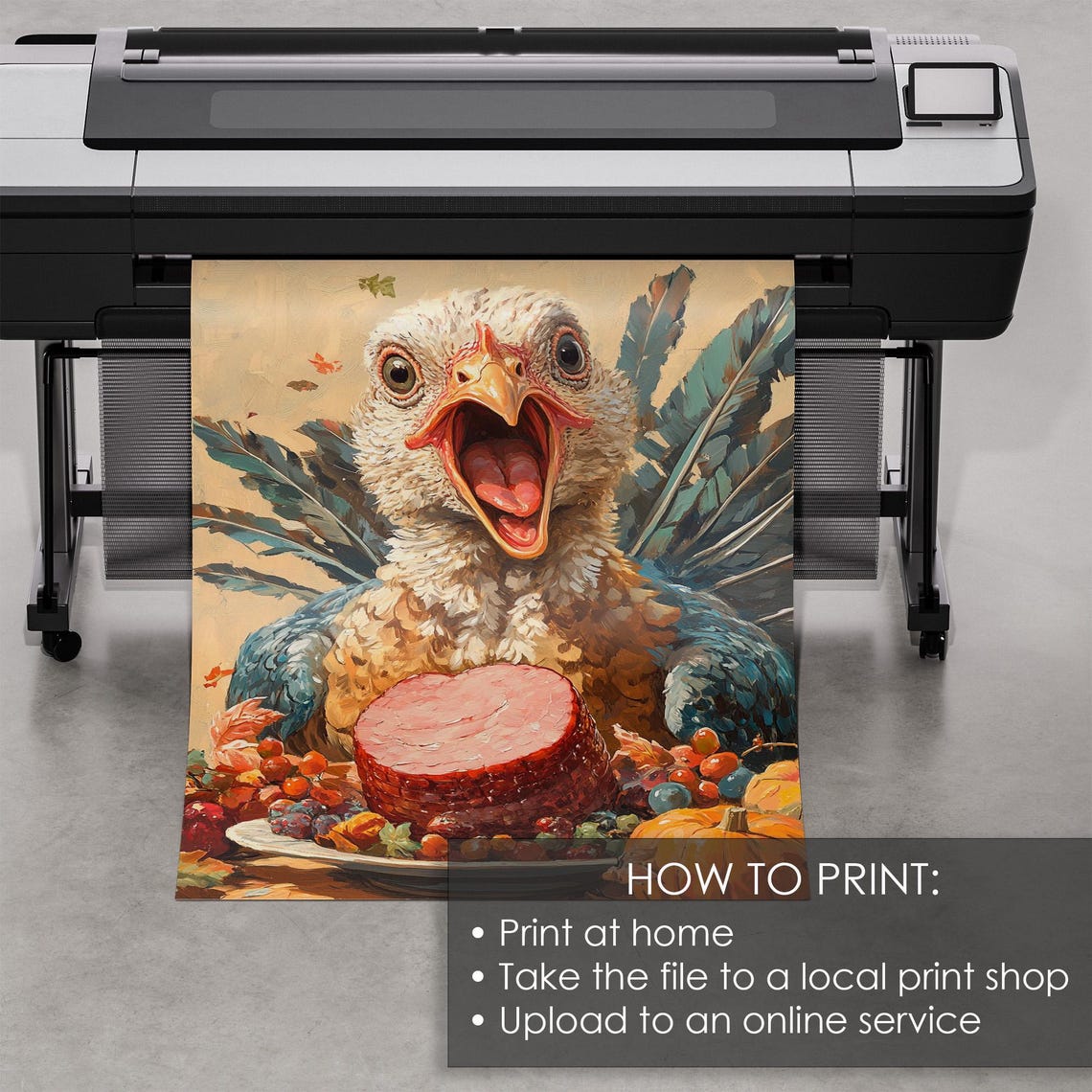 Funny Screaming Turkey With Holiday Ham Thanksgiving Humor Poster - Image 5