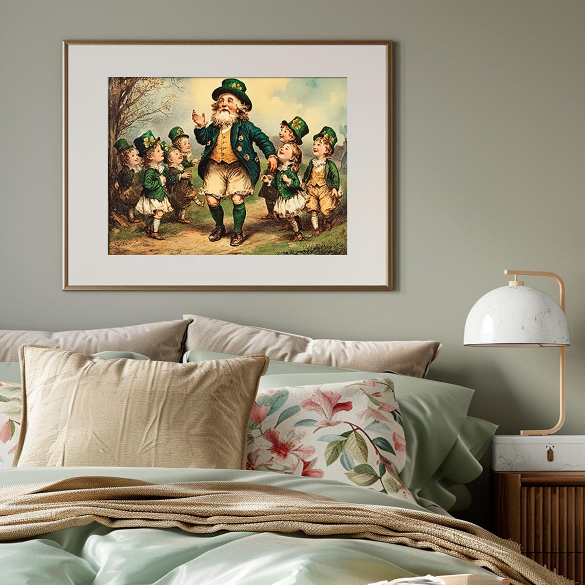 Vintage Irish Leprechaun Dancing With Children Saint Patricks Print - Image 3