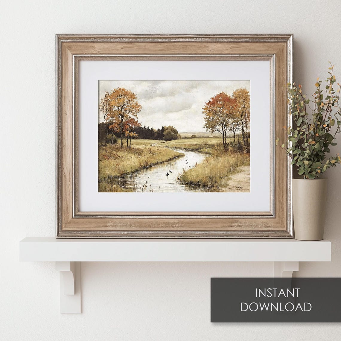 Autumn River Landscape With Ducks Moody Fall Countryside Poster - Image 6
