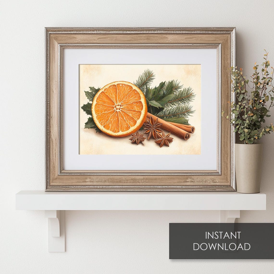 Orange Slice with Cinnamon Star Anise Christmas Botanical Poster - Image 6