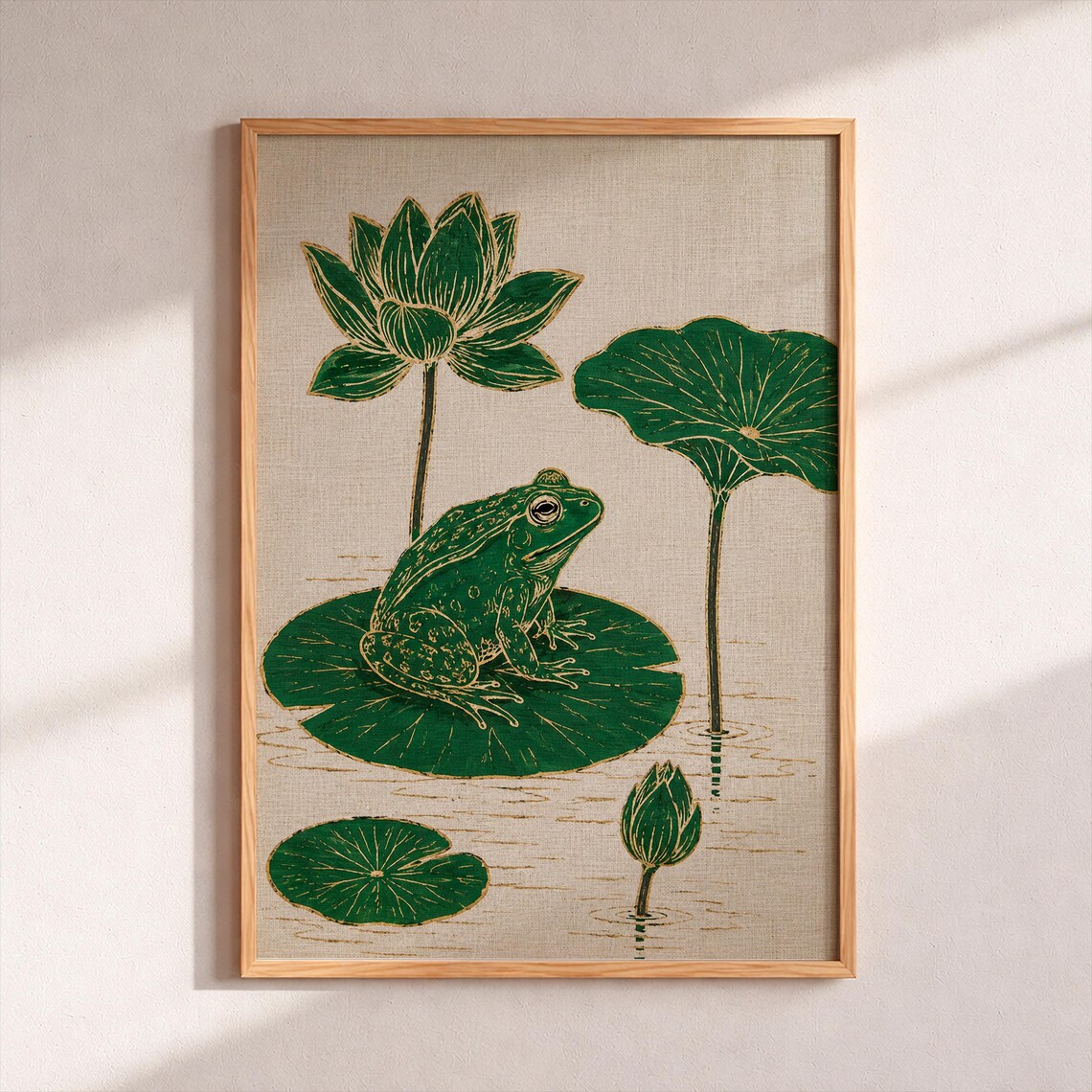 Japanese Frog Art Print, Vintage Woodblock Style