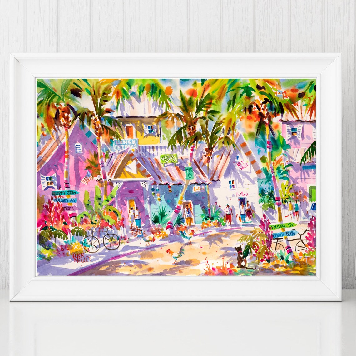 Key West Rooster, Duval Street Tropical Art Print
