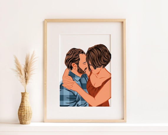 Custom Faceless Couple Portrait, Personalized Print