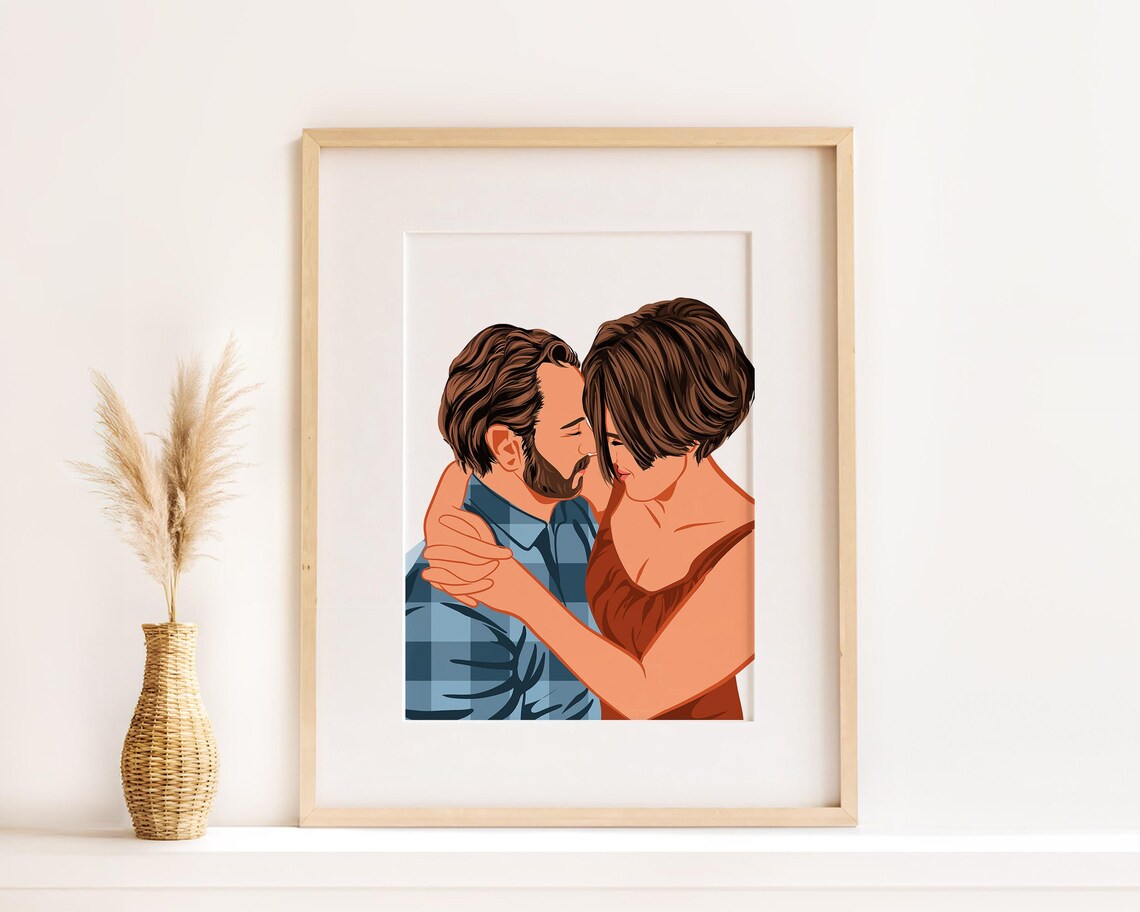 Custom Faceless Couple Portrait, Personalized Print
