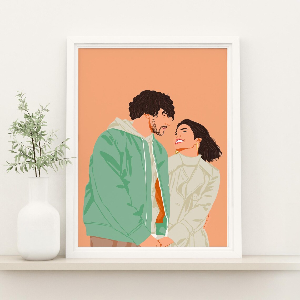 Custom Couple Portrait Drawing, Personalized Gift Print - Image 3