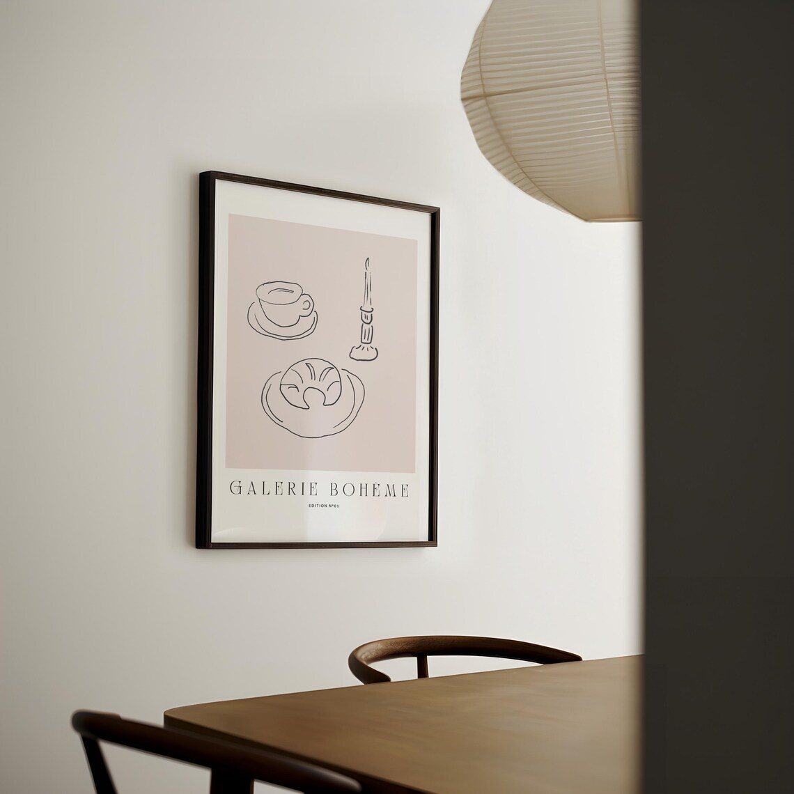Galerie Boheme Coffee Cup Croissant Candle Parisian Sketch Poster - Image 3