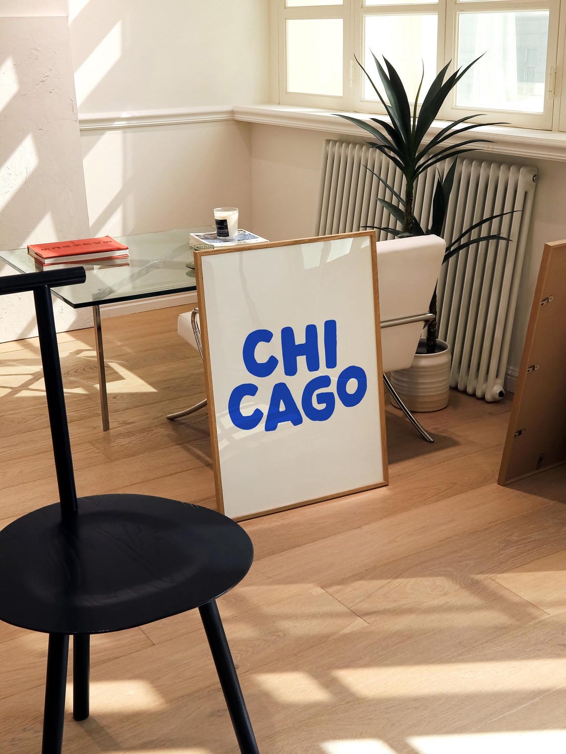 Chicago Big Blue Bubble Letters Modern City Typography Poster - Image 2