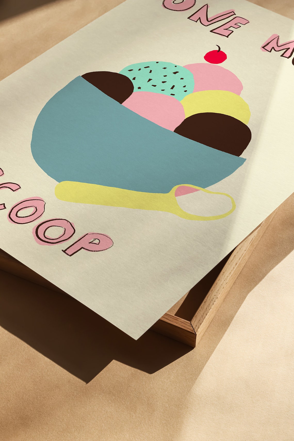 One More Scoop Pastel Ice Cream Sundae Bowl Retro Dessert Poster - Image 2