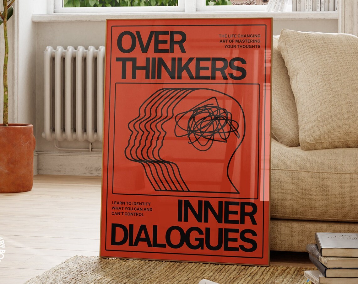 Overthinkers Psychedelic 70s Typography Art Print