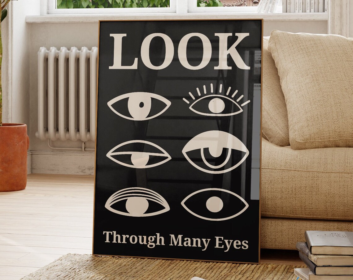 Look Through Many Eyes Black and White Eye Graphics Graphic Poster - Image 3