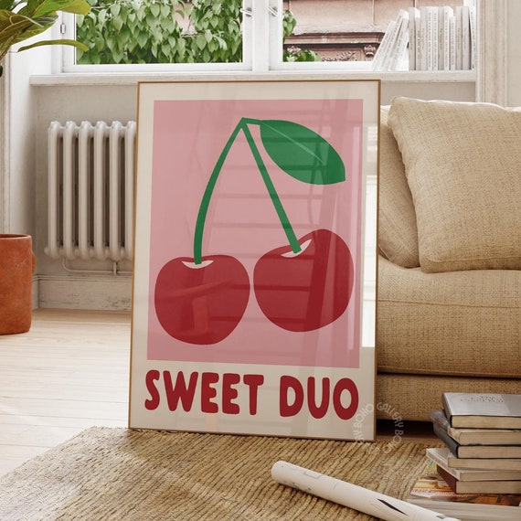 Cherry Wall Art Red Cherries Art Print Preppy Dorm Room Trendy Cherry Print Girly Aesthetic Instant Cherry Poster
