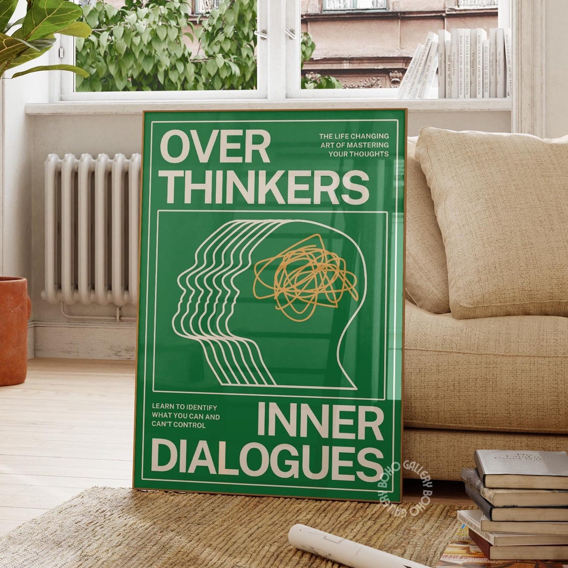 Over Thinkers Inner Dialogues Green Mindfulness Quote Poster - Image 3
