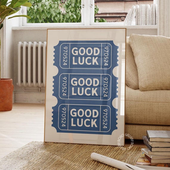 Blue Retro Ticket Wall Art Funny Wall Art Vintage Trendy Home Decor Preppy Bathroom Art Ticket Print Bathroom Decor