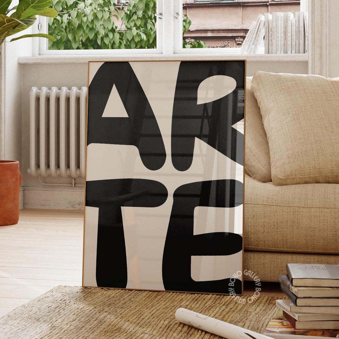 Arte Black Bold Typography Minimal Modern Gallery Wall Poster