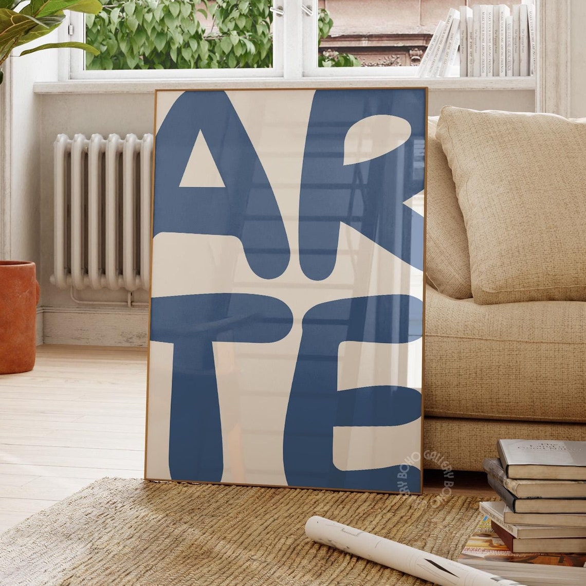 Arte Blue Bold Typography Minimal Modern Gallery Wall Poster