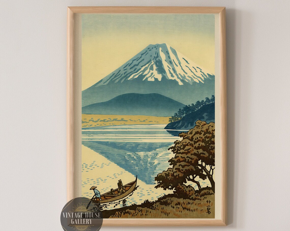 Mount Fuji Reflection Lake Shojin Asano Takeji Japanese Art Poster