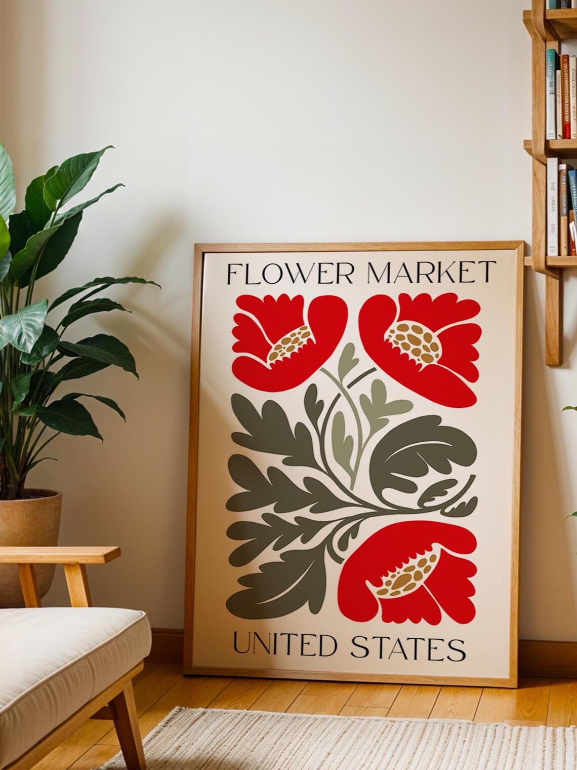 United States Flower Market, Matisse Style Floral Art Print - Image 3
