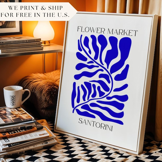 Santorini Flower Market, Matisse Style Art Print