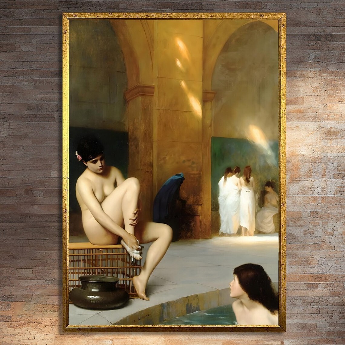 Elegant Ottoman Bathing Scene, Classic Decor